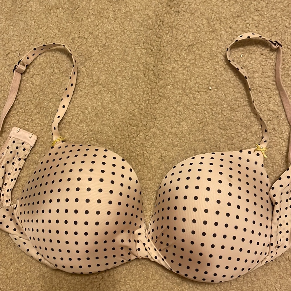 Pink polka dot VS plunge push up bra